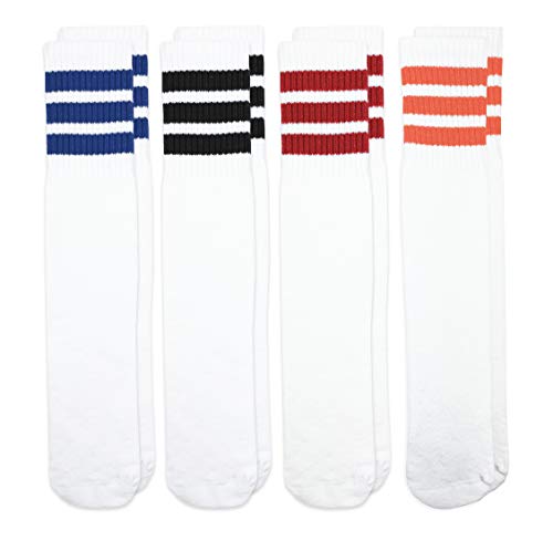 Jefferies Socks Boys' Girls Unisex Stripe Assorted Knee High Tube Socks 4 Pack, Classic Assorted, Medium #TOP1