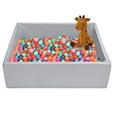 TRENDBOX Extra Large Ball Pit 47.2x47.2x13.8in Foam Ball Pit Balls Kids Ball Pits for Toddlers Babies Balls NOT Included - Light Gray