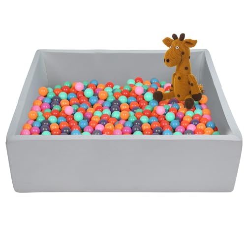Image of TRENDBOX Extra Large Ball Pit 47.2x47.2x13.8in Memory Foam Pit Soft Pool Soft Equipment for Toddlers Kids - Light Gray (Balls NOT Included)