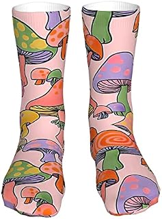 883 Compression Socks Mushroom Pattern Calf Socks Comfort Crew Socks Non Slip Sports Socks For Trekking Walking Hiking 40cm