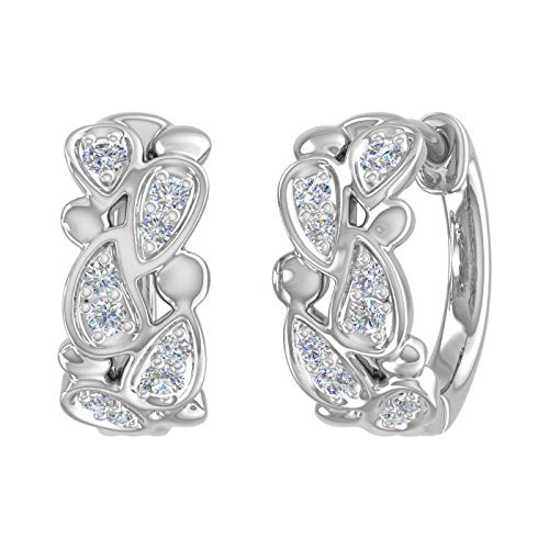 1/4 Carat Diamond Hoop Earrings In 10K White Gold #TOP3