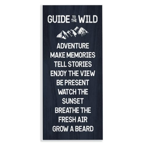 Stupell Industries Humorous Guide To Wild Adventure Mountain Rules Sign, Design by Lil' Rue,Blue