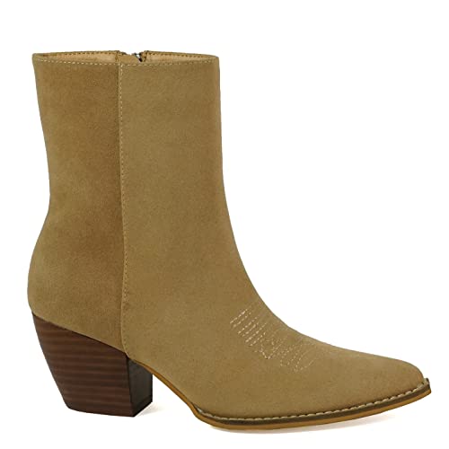 ARIDER ARiderGirl Fancy Women's Mid-Calf Embroidery Snip Toe Stacked Heel Western Style Boots2