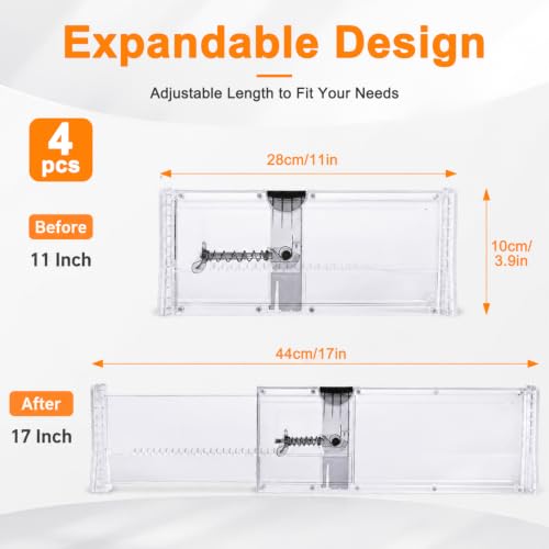 Image of HASTHIP 4 Pack Clear Drawer Dividers Plastic Separators