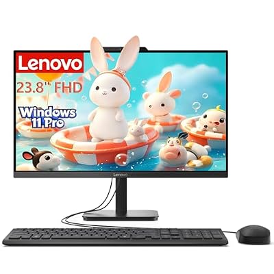 Lenovo 24" All-in-One Desktop PC | Intel N100 Quad-Core | 16GB DDR4 RAM, 512GB SSD | 23.8" FHD IPS Display | WiFi 6, Bluetooth | Keyboard & Mouse | Windows 11 | Home Office & Student | Ebony