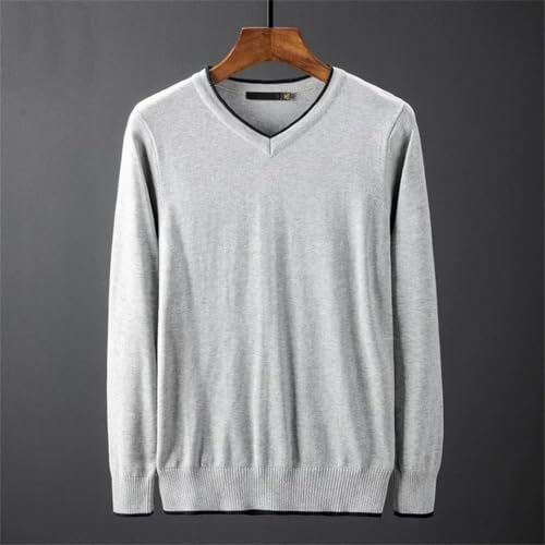 Mens V Neck Knitted Pullover Long Sleeve Slim Fit Casual Business Cotton Blend Sweater Daily Wear3