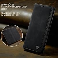 owlhold Handyhülle für iPhone XR Hülle, Premium Lederhülle Weiches Vintage-Nubukleder Faltbare Ständer Klapphülle Kartenfach Standfunktion stoßfest Schutzhülle für iPhone XR -Schwarz – Ansicht 6