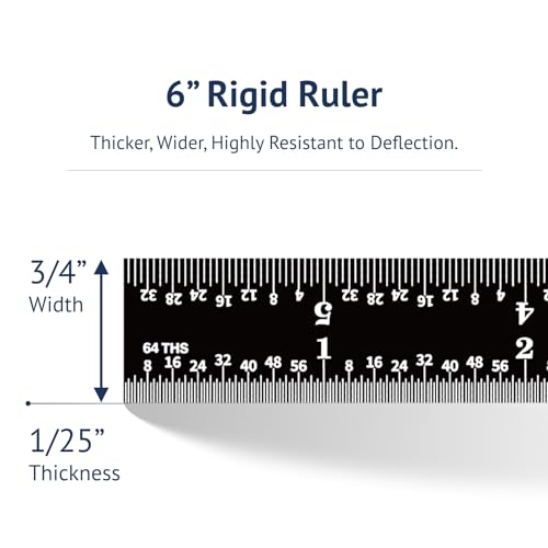 PEC Tools 6-inch Metal Ruler, Stainless Steel with Black Chrome Finish, 16R Graduation (1/32", 1/64", 1/50", 1/100") High-Precision, High Wear Resistance, High Contrast, Machinist Rule, Made in USA - Image 7