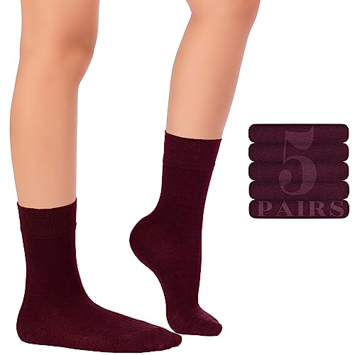 Hugh Ugoli Kids School Uniform Bamboo Dress Socks, Solid Color Crew Socks from Toddlers to Youth, 3T to 14 Years Old, 5 Pairs