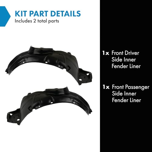 Image of TRQ Front Inner Fender Liner Set Compatible with 2007-2008 Honda Fit HO1250111 HO1251112