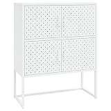 GeenYuu Armadio alto in acciaio bianco, 80 x 35 x 100 cm, con piedini, armadio multiuso con 4 scomparti e ante, armadio portaoggetti per ufficio, corridoio, ripostiglio, spazio e ordine