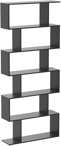 Miniatura 36 de Tangkula Estantería en forma de S de 6 niveles, 31.5 pulgadas de largo x 9 pulgadas de ancho x 75 pulgadas de alto, estantería de madera y Negro