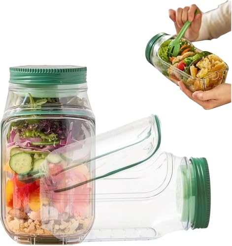 HOIDOKLY The Original - Recipiente de ensalada con apertura lateral, contenedor portátil de ensalada 2025, caja de aperitivos con tapa, adecuado para el hogar, al aire libre, viajes y fiestas (1