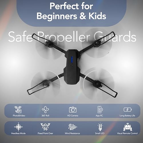 Image of Foldable Drone with 4K Camera | Portable WiFi Mini Drone with Camera for Kids & Adults | Gesture Selfie, Live Video, Altitude Hold, One Key Takeoff, 360 Flips