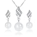 iLH® Clearance Deals Necklace+Earrings Jewelry Set Womens Luxury Spiral Shaped Pearl Stud Earrings&Necklace Jewelry by ZYooh (Silver)