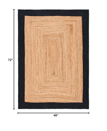 Tapete decorativo SAFAVIEH 4' x 6' Natural y negro miniatura 2