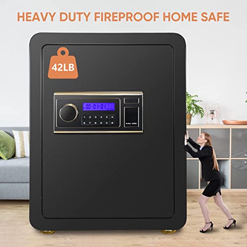Riddost 2.25 Cub Large Biometric Fireproof Home Safe, Quick-Access Security Safe Box With Fingerprint Lock & Digital Keypad, Safes Fireproof Waterproof For Money Jewelry Document #TOP3