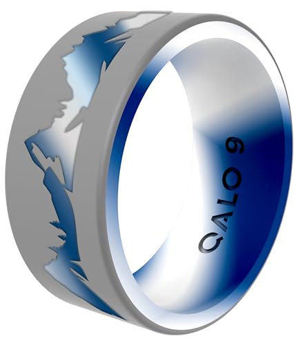 QALO Mens Rubber Ring 8.5mm Wide x 1.85mm Thick Skin-Friendly Flexible All-Day Wearable Silicone Wedding Band for Active Lifestyles Comfortable Durable Fit Metallic Gray Frostline Size 09