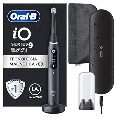 Oral-B iO 9 Cepillo De Dientes Eléctrico Negro 3 Cabezales 1 Estuche Cargador De Viaje 7 Modos De Cepillado Sensor De Presión Edición Especial Diseñado Por Braun
