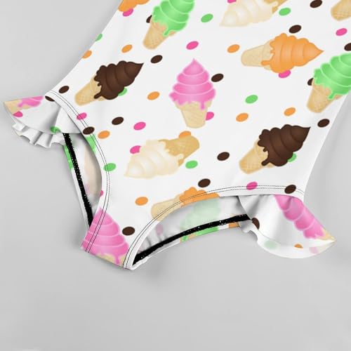Image of Girls One Piece Swimsuit Macaroni Cheese Pasta Food Ruffles Swimwear Bathing Suits 3-12 Years