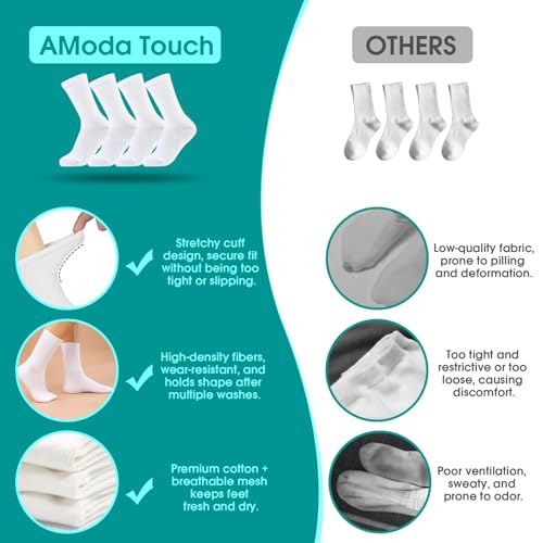 Image of White Sports Thin Socks for Women Crew: Athletic Socks Sport Running High Socks(6 Pairs)