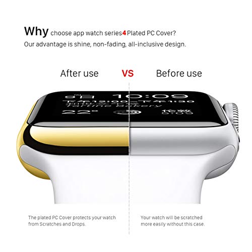Leotop Compatible with Apple Watch Case 44mm 40mm, Super Thin PC Plated Bumper Protector Shiny Cover Lightweight Slim Shell Shockproof Frame Accessories Compatible iWatch Series 5 4 (Gold, 40mm) by Leotop - Used condition - Image 4