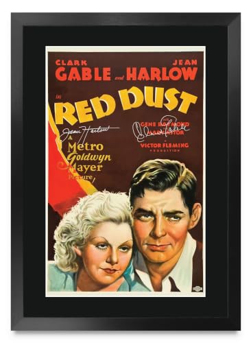 Regalo para fans de Clark Gable Red Dust póster con autógrafo impreso A3