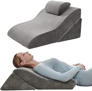 Axelrod Bed Wedge Pillow Set Foam | Adjustable Pillows for Back, Leg and Knee Pain Relief | Post Surgery Ortho Pillow – Anti Snoring, Heartburn, Acid Reflux & GERD- Grey