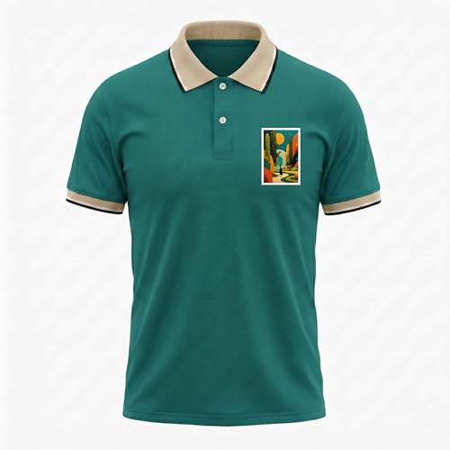Image of Regular Fit Solid Half Sleeve Casual Tipping Collar Polo T-Shirt for Men