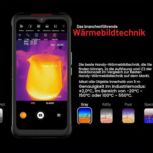 AGM G3 Pro Outdoor Handy 5G mit 256x192 Wärmebildkamera, 8GB+256GB Outdoor Smartphone ohne vertrag...