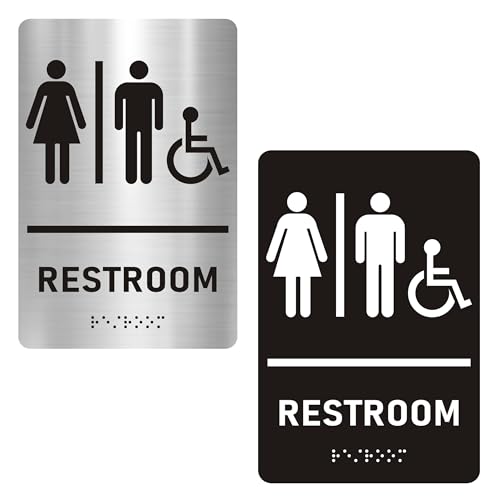 Kit 2 autocollants toilettes braille handicapés pour porte PMR