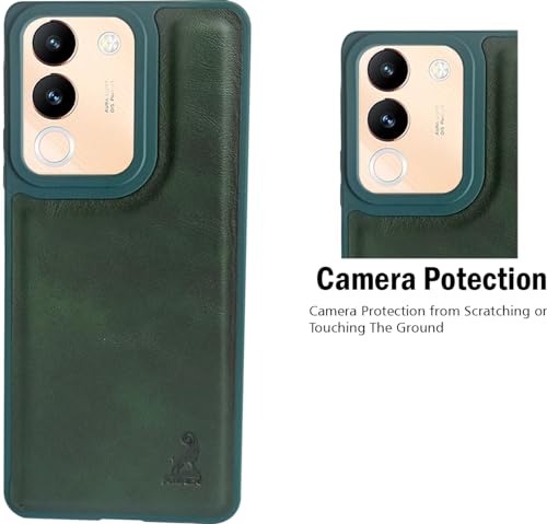 Image of AIBEX Shield Back Cover Case Compatible with Vivo V29e 5G Back Cover | Flexible Vegan Leather | Full Camera Protection | Raised Edges | Super Soft-Touch | Bumper Case