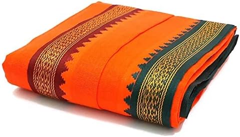 ALTRONA Pure Cotton Men's Ethnic and Traditional Soft Gamchha/Angochha | Lightweight and Unique Design, Quick Absorption Gamcha Pack of 1 (75 x28 in | Orange)