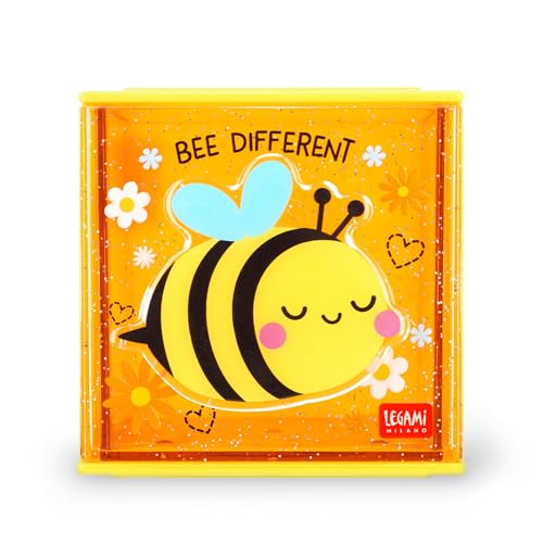 Legami - Cutie Cubes Modular Desk Box, Bee, Schreibtisch-Organizer, Aufbewahrung, inklusive Stickerbogen, stapelbar, multifunktional, ABS, 90 x 90 x 100 cm