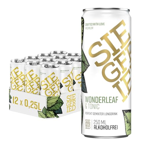 Siegfried Wonderleaf & Tonic | Alkoholfrei | Mit perfekt abgestimmtem Tonic Water I Ready-to-Drink | 12 x 250ml Dose | EINWEG | Made in Germany