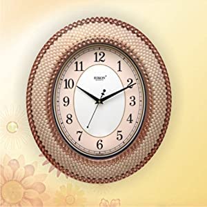 Image of Rikon Quartz Official Designer Big Size 1108 New (45 cm � 39.5 cm) Wall Clock for Home, Living Room, and Office - Made in India. (Rose Gold)