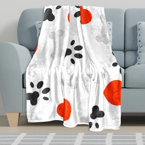 Couverture polaire empreinte de chien plaid chaud pour canapé contre le froid