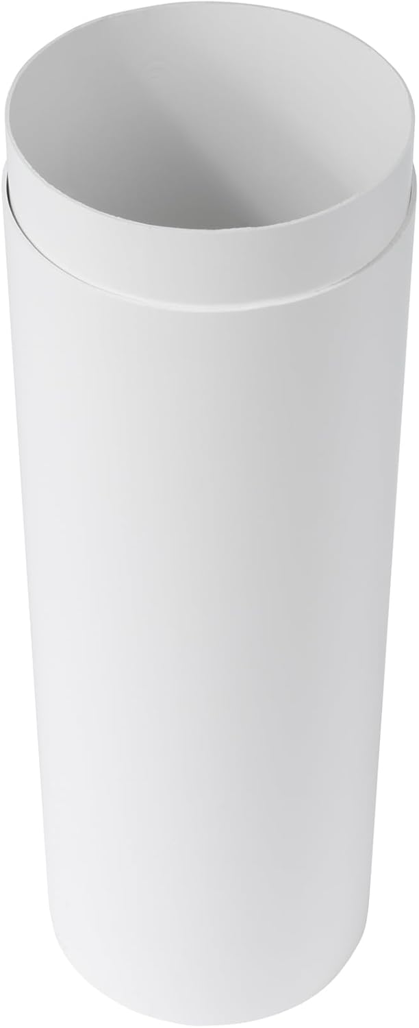 4 Inch Adjustable Through-Wall Vent Duct - White - Different Vent Covers on Both Sides Possible - for HVAC Ducting- Straight Plastic Pipe/PVC Pipe - Exhaust Duct Extension, Adjustable Length