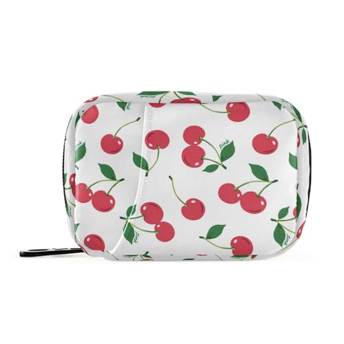ピルケース 携帯用 薬ケース チェリー かわいい 果実 薬入れケース サプリメントケース お薬収納ポーチ コンパクト 1週間 薬入れ 大容量 小物入れ 常備薬 飲み忘れ防止 旅行 アウトドア 出張 11.7X8x4.8cm
