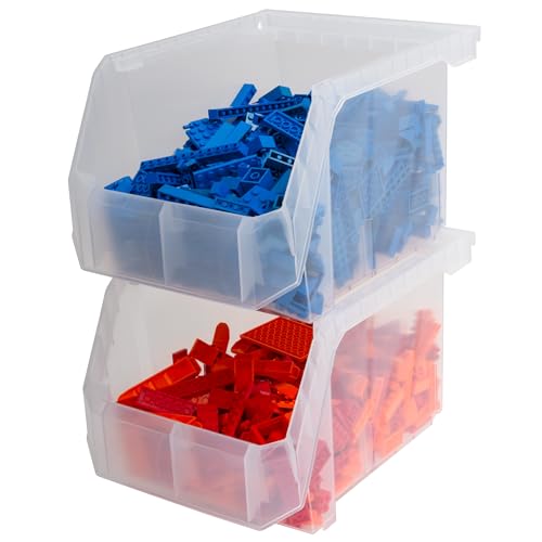 Image of ReadySpace Plastic Containers for Organizing and Storage Bins for Drawers, Desks, Office Organization, and Garage, Stackable Bins, Medium-Tall (7 inch x 11 inch x 8 inch), 4-Pack, Black