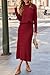 Arach&Cloz Women's Two Piece Outfits 2026 Spring Fashion Cashmere Lounge Sweater Long Sleeve Raglan Cuffs Knit Top Midi Dress Matching Work Sets Business Outfits (Burgundy L)