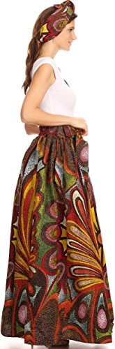 Sakkas Asma Convertible Traditional Wax Print Adjustable Strap Maxi Skirt | Dress3