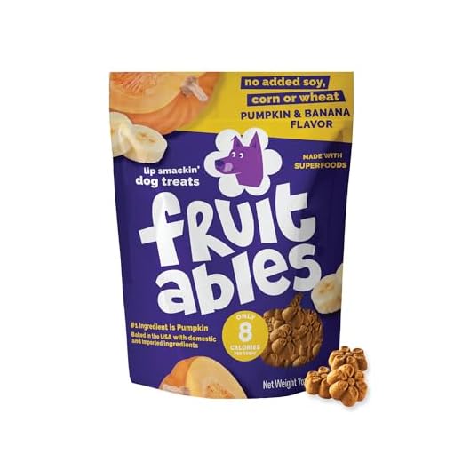 Fruitables Baked Dog Treats, Healthy Pumpkin Treat for Dogs, Low Calorie & Delicious, No Wheat, Corn or Soy, Made in the USA, Pumpkin and Banana Flavor, 7oz