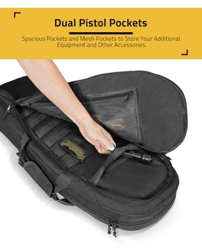 CVLIFE 30'' Soft Rifle Case, Tactical Rifle Bag Sling Backpack Bag with Padded Shoulder Strap and Lockable Zippers, Molle System for Hunting and Shooting, Black