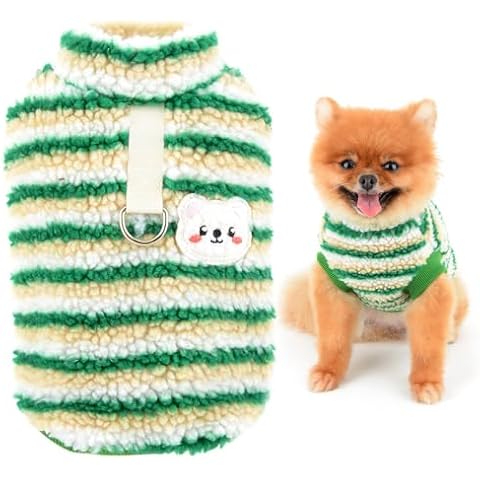 SMALLEE_LUCKY_STORE Colourful Striped Dog Fleece Jumper Cover