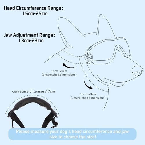 Fohuanky Hundebrille für kleine und mittelgroße Rassen, verstellbare Haustier-Sonnenbrille mit UV-Schutz, Hundebrille für Reisen, Wandern, Outdoor-Spaß (Schwarz, S)