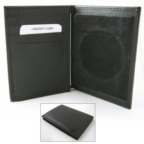 Mens Leather Wallet Badge Sheriff Officer Police Shield Fire Security ID Holder2