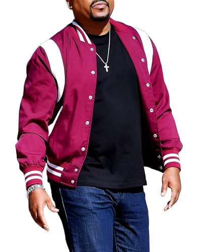 Men's Bad Classic Boys Versity Fleece Leather Jacket - Martin Life Maroon And White Versity Jacket