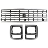 Garage-Pro Front Grille Assembly Kit For 1992-1995 Chevrolet G10, G20, 1992-1996 G30, P30, Silver Shell, Black Insert, For Models With Single Headlights