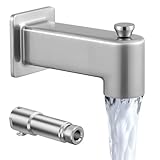 All Metal Construction(Inside and Out) Bath Tub Faucet Replacement, KES Bathtub Spout with Diverter, Shower Slip-on Tub Faucet Fits 1/2 Inch Copper Pipe, Brushed Nickel, PTSN300-BN